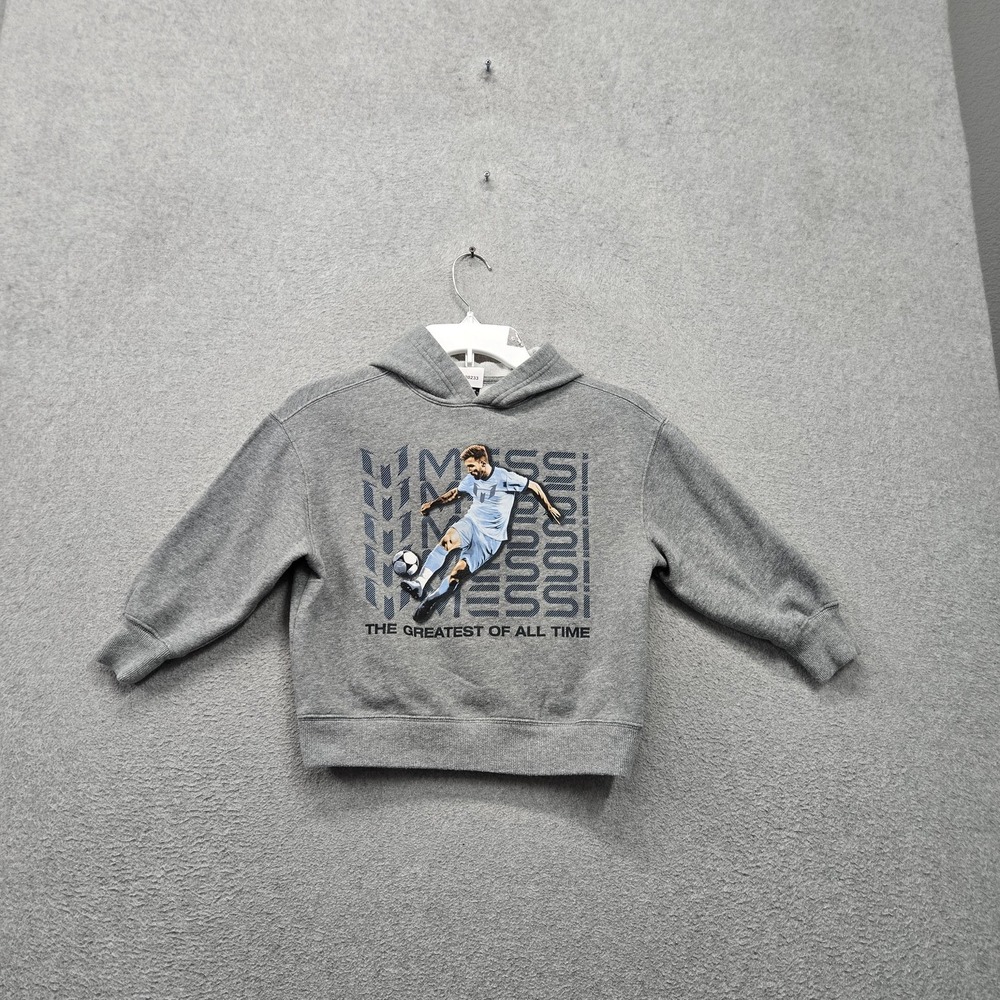 Messi Collection Boys Hoodie XS Gray Greatest Of All Time Graphic Print Fleece